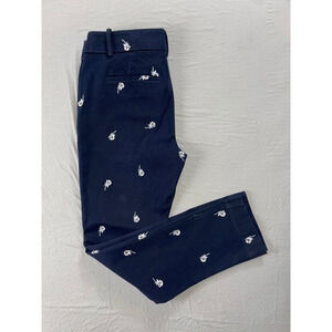 Ann Taylor Loft Tapered Stretch Cotton Chino Pants. Floral Embroidered. 4, EUC!!